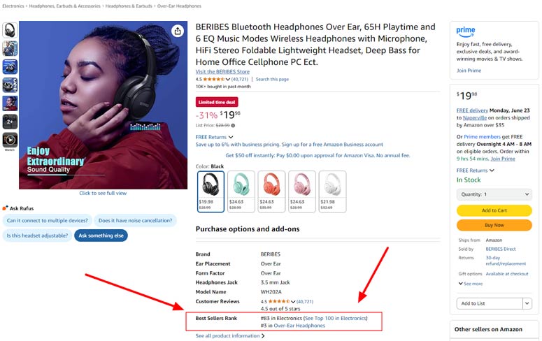 Find the Best Sellers Rank